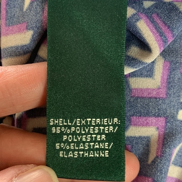 Ralph Lauren Purple Geometric Print Jersey Sheath Faux Wrap Dress Size 4 - Picture 10 of 13